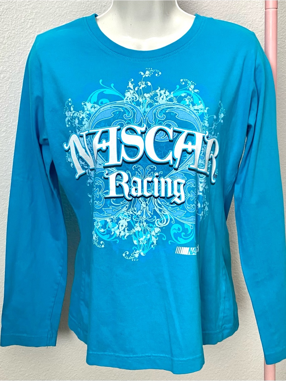 Nascar Turquoise Blue Long Sleeve Graphic Tee